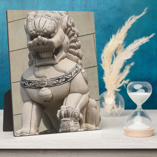 Chinesischer Wächter Lion Foo Hund 石 獅 Fotoplatte (Seite)