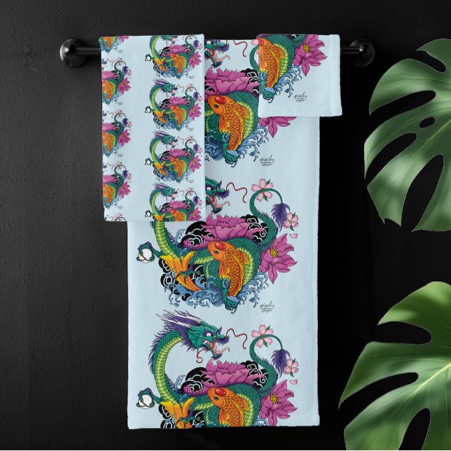 Chinesischer Wasserdrache Koi Fisch Badhandtuch Set (Von Creator hochgeladen)