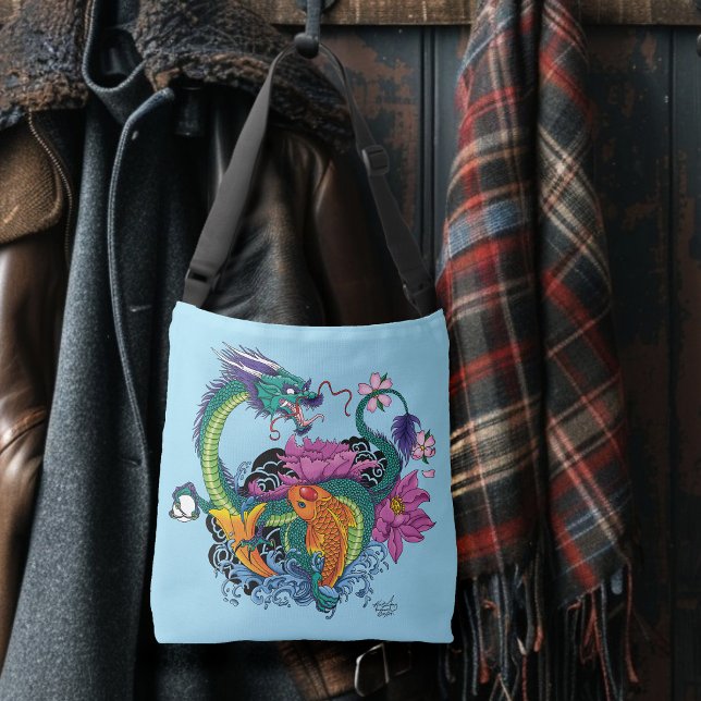 Chinesischer Wasserdrache Koi Fisch Tragetaschen Mit Langen Trägern (Von Creator hochgeladen)