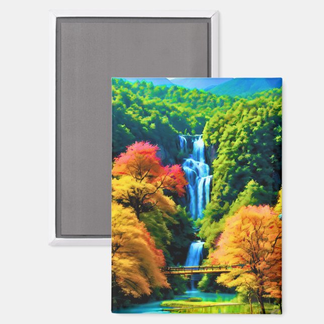 Chinesischer Wasserfall Magnet (Vorderseite/Rückseite)