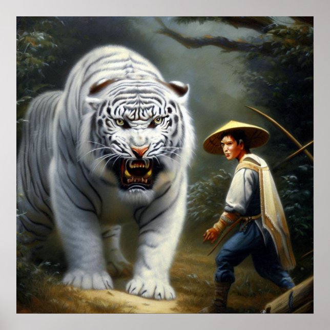 Chinesischer Weißtiger (25) Poster (Vorne)