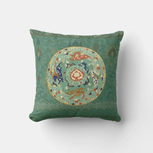 Chinesischer Zirkel Blau grün Kissen