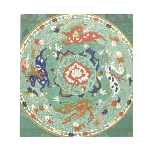 Chinesischer Zirkel Blau grün Notizblock