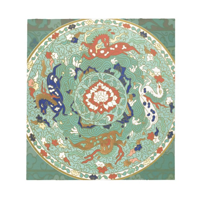 Chinesischer Zirkel Blau grün Notizblock (Vorderseite)