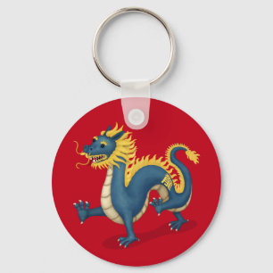 Chinesischer Zodiac Dragon Astrologie Schild Rot Schlüsselanhänger