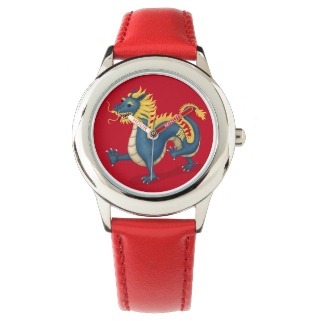Chinesischer Zodiac Dragon Niedlich Astrologie Sch Armbanduhr (Vorderseite)