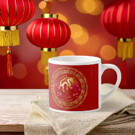 Chinesischer Zodiac Dragon Red/Gold ID542 Espressotasse