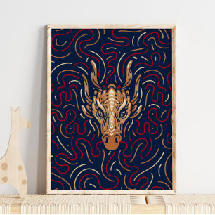 Chinesischer Zodiac Dragon Zodiac Digital Print Poster