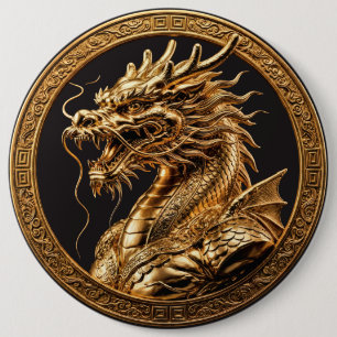 Chinesischer Zodiak-Drache Goldene Edition Button