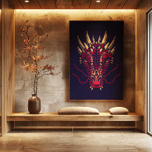 Chinesischer Zodiak-Drache Wandkunst Japandi Dekor