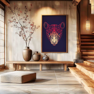 Chinesischer Zodiak Ratte Wandkunst Druck Japand Leinwanddruck