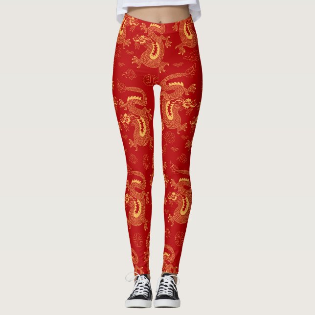 Chinesischer Zodiakdrache, glückliches neues Jahr Leggings (Vorderseite)