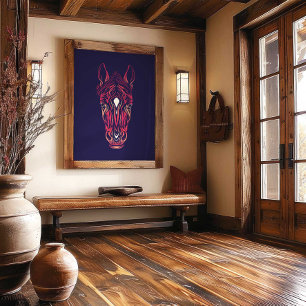 Chinesischer Zodiakus Pferd Wandkunst Druck Rustik Leinwanddruck