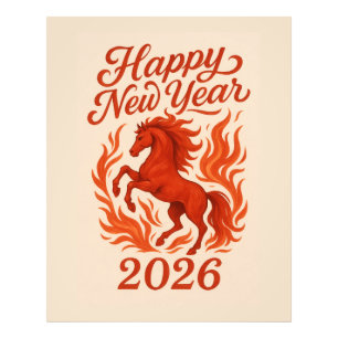 Chinesisches 2026 Feuriges Pferd Fotodruck