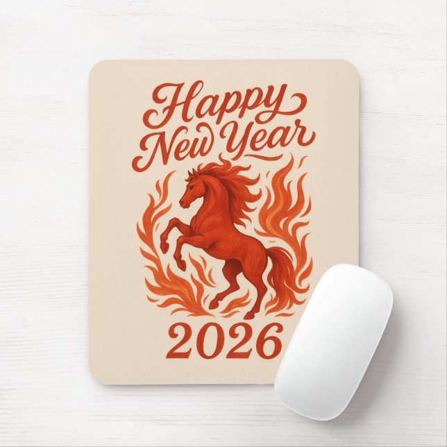 Chinesisches 2026 Feuriges Pferd Mousepad (Mit Mouse)