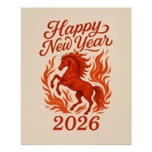 Chinesisches 2026 Feuriges Pferd Poster