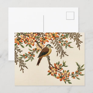 Chinesisches antikes Blumen- und Vogelmotiv, Vinta Postkarte
