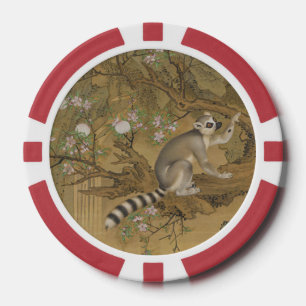 Chinesisches antikes Cochin Lemur Blume Baummuster Pokerchips