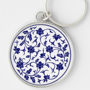 Chinesisches Blau und Weiß Mandala Schlüsselanhänger
