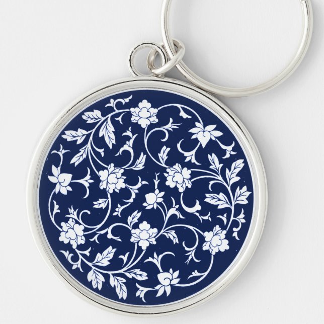 Chinesisches Blau und Weiß Mandala Schlüsselanhänger (Vorne)