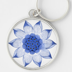 Chinesisches Blau und Weiß Mandala Schlüsselanhänger