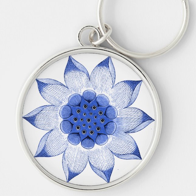 Chinesisches Blau und Weiß Mandala Schlüsselanhänger (Vorne)
