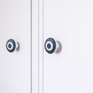 Chinesisches Blau und weißes Leaf-Muster Keramikknauf