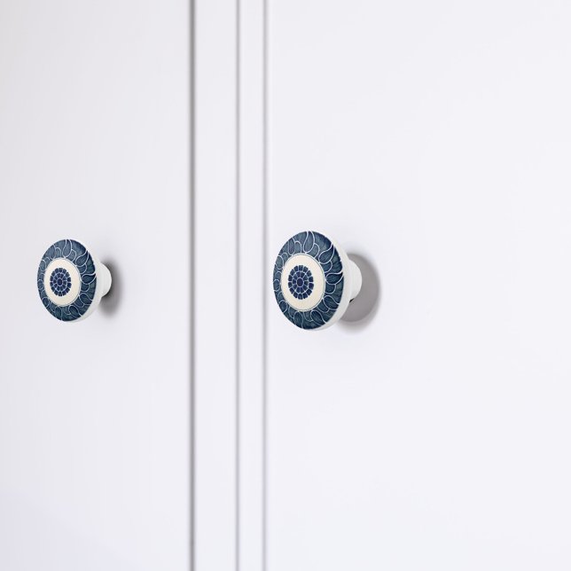 Chinesisches Blau und weißes Leaf-Muster Keramikknauf (Von Creator hochgeladen)