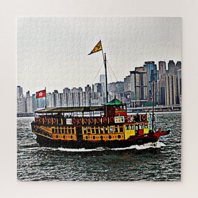 Chinesisches Boot Victoria Harbour Hong Kong (Vertikal)
