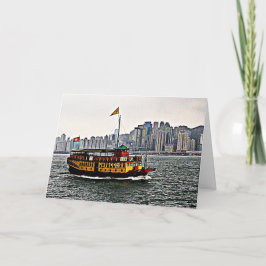 Chinesisches Boot Victoria Harbour Hong Kong Blank Karte