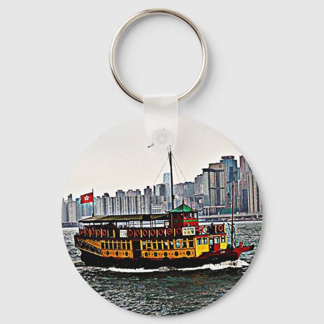 Chinesisches Boot Victoria Harbour Hong Kong Schlüsselanhänger (Vorderseite)