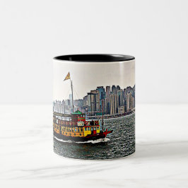 Chinesisches Boot Victoria Harbour Hong Kong Zweifarbige Tasse