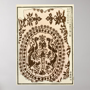 Chinesisches Brokat-Tapeten-Design von 1880 Poster