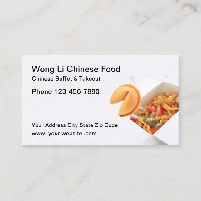Chinesisches Büffet und Restaurant für Ausflüge Visitenkarte (Vorderseite)