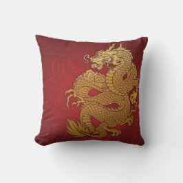Chinesisches Drache-Gold und Rot Kissen