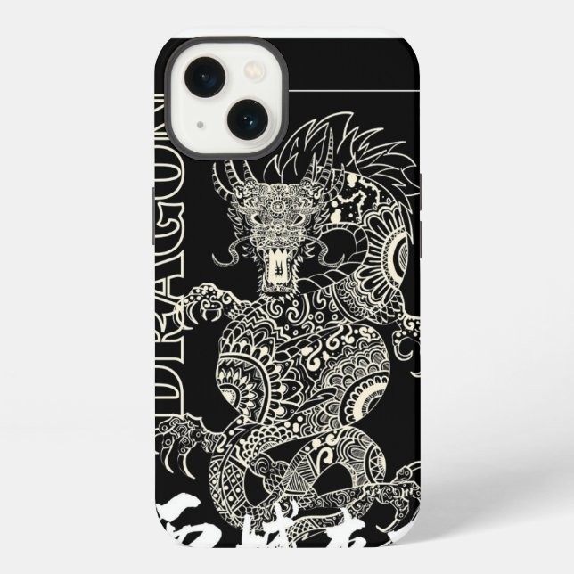 Chinesisches Drache Mandala Zentangle Muster Schwa iPhone Hülle (Rückseite)