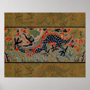 Chinesisches Drachen-Symbol Antiquität Asiatisch Poster