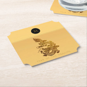 Chinesisches Drachenjahr 2024 Elegante Monogramm P Untersetzer
