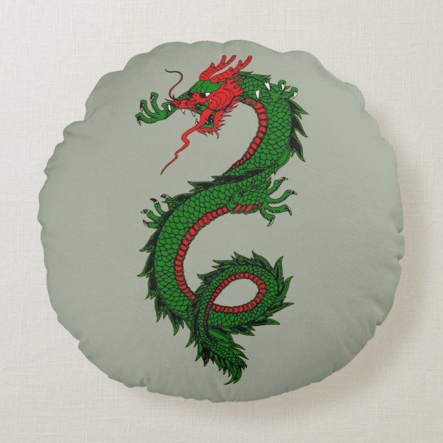 Chinesisches Drachenkissen Rundes Kissen (Vorderseite)
