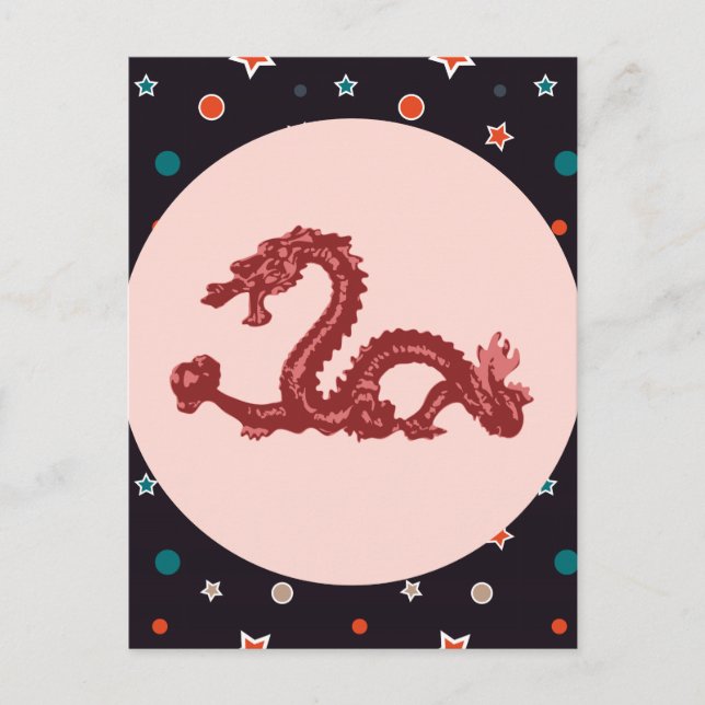 Chinesisches Drachensternmuster Fantasy-Kunst Postkarte (Vorderseite)