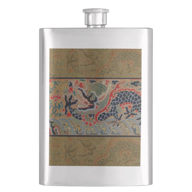 Chinesisches Drachensymbol Antiasiatisch Flachmann (Vorderseite)