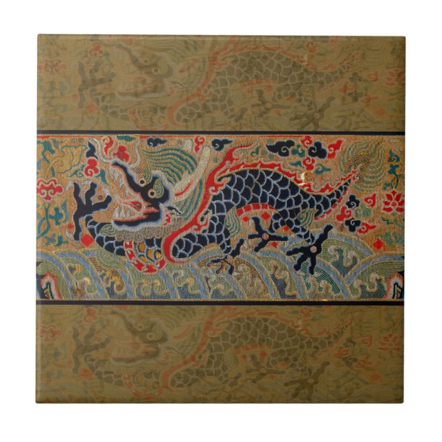 Chinesisches Drachensymbol Antiasiatisch Fliese (Vorderseite)