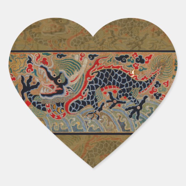 Chinesisches Drachensymbol Antiasiatisch Herz-Aufkleber (Vorderseite)