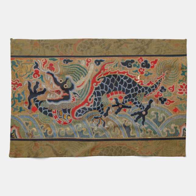 Chinesisches Drachensymbol Antiasiatisch Küchentuch (Horizontal)