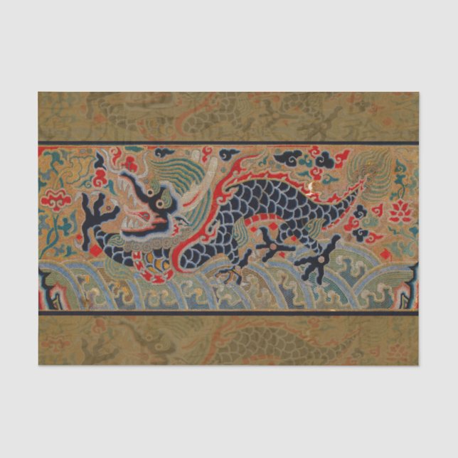 Chinesisches Drachensymbol Antiasiatisch Seidenpapier (Vorderseite)