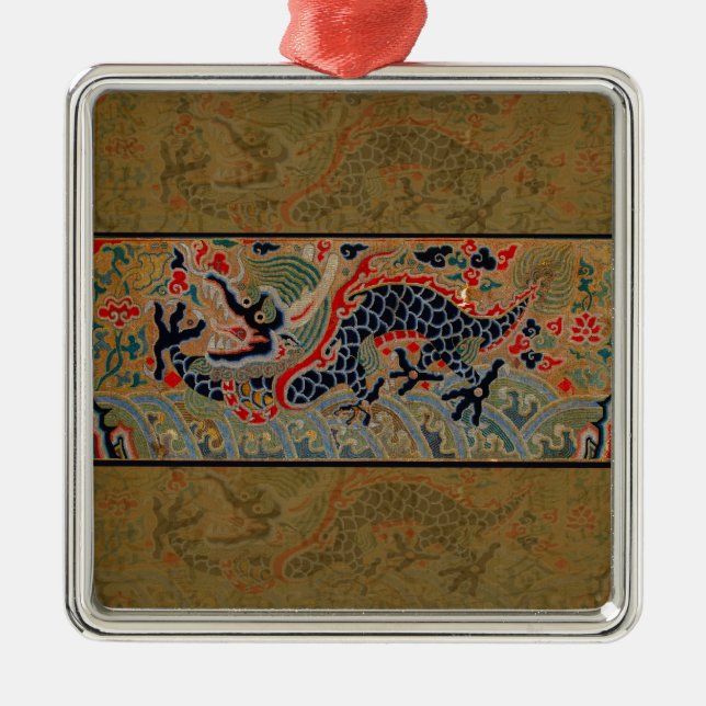 Chinesisches Drachensymbol Antiasiatisch Silbernes Ornament (Vorne)