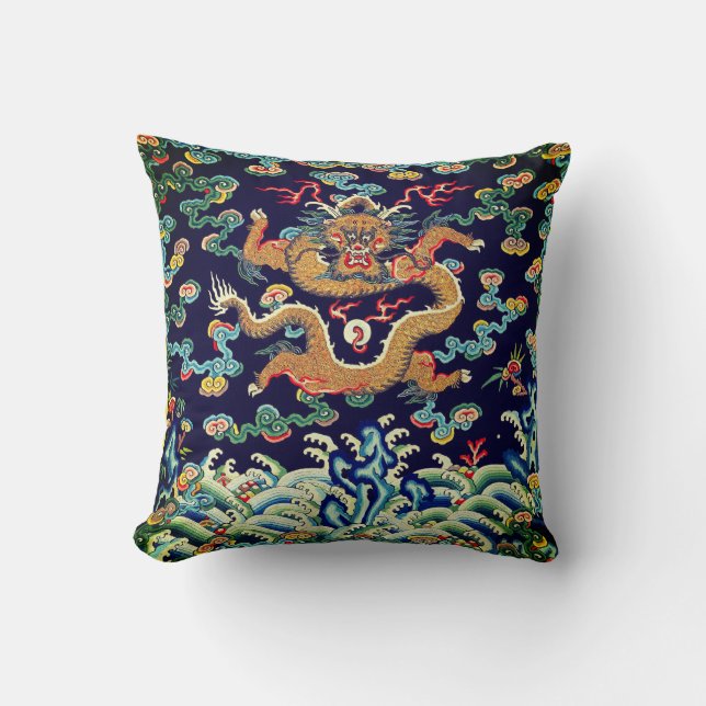 Chinesisches Dragon-Mandarin-Platz-Rank-Abzeichen Kissen (Vorderseite)