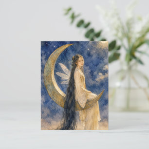 chinesisches Feenmädchen auf dem Mond Aquarellmale Postkarte