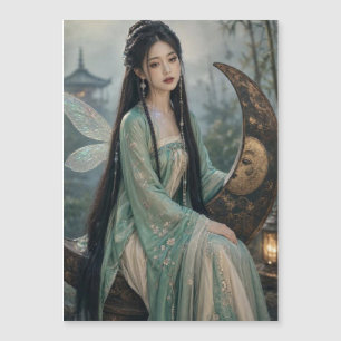 chinesisches Feenmädchen auf Mond-Fantasy-Fotograf Magnetkarte
