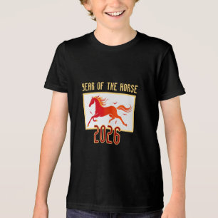 Chinesisches Feuerpferd Neujahr 2026 Kinder Tri-Blend Shirt